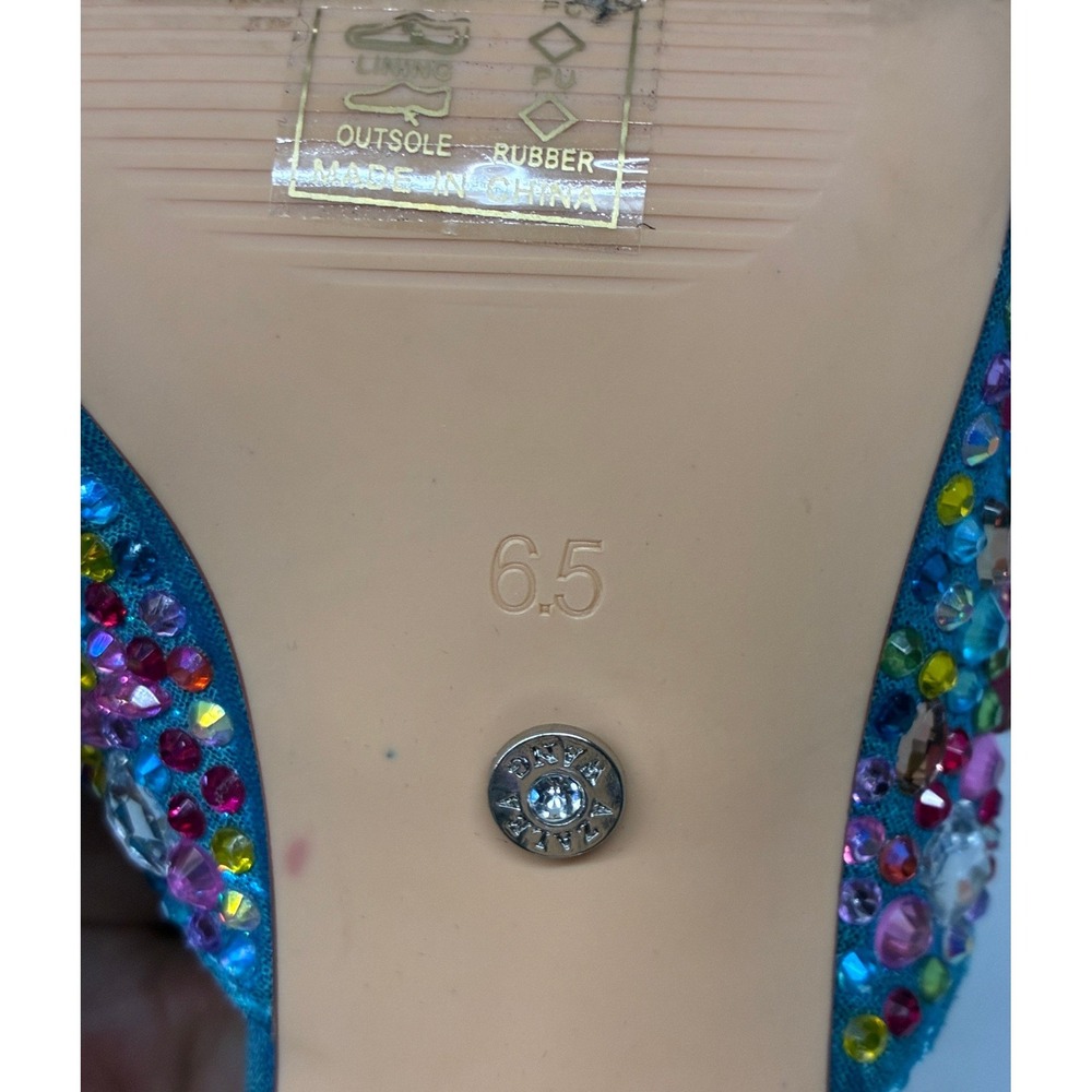Azalea Wang Aquatina Embellished Slide Sandals Womens 6.5 Blue Rhinestone Party - Picture 12 of 14